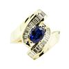 Image 2 : 1.58 ctw Oval Brilliant Blue Sapphire And Diamond Ring - 14KT Yellow Gold