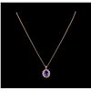 Image 2 : 3.80 ctw Tanzanite and Diamond Pendant With Chain - 14KT Rose Gold