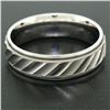 Image 2 : Frederick Goldman Men's 14K White Gold 6.1mm Texture Milgrain Eternity Band Ring