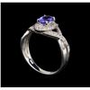 Image 4 : 14KT White Gold 0.93 ctw Tanzanite and Diamond Ring