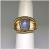 Image 6 : 14K Yellow Gold Split Shank Bezel Cabochon Blue Star Sapphire Mens Ring