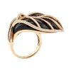 Image 4 : 1.12 ctw Diamond and Black Coral Ring - 14KT Rose Gold