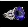Image 1 : GIA Cert 18.52 ctw Tanzanite and Diamond Ring - 14KT White Gold