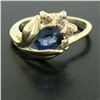 Image 5 : 14K Solid Yellow Gold 1.14 ctw Oval Sapphire Blooming Flower Ring Diamond Accent