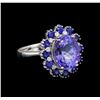 Image 1 : 14KT White Gold 4.45 ctw Tanzanite, Sapphire and Diamond Ring
