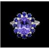 Image 2 : 14KT White Gold 4.45 ctw Tanzanite, Sapphire and Diamond Ring