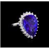 Image 1 : 14KT White Gold GIA Certified 16.98 ctw Tanzanite and Diamond Ring