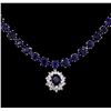 Image 2 : 50.00 ctw Blue Sapphire and Diamond Necklace - 14KT White Gold