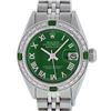 Image 1 : Rolex Ladies Stainless Steel Green Diamond & Emerald Datejust Wristwatch