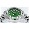 Image 5 : Rolex Ladies Stainless Steel Green Diamond & Emerald Datejust Wristwatch
