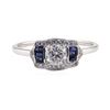 Image 1 : 0.64 ctw Diamond and Sapphire Ring - Platinum