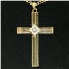 Image 3 : Antique Esemco 14kt Two Tone Gold Diamond Cross Pendant Necklace