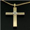 Image 6 : Antique Esemco 14kt Two Tone Gold Diamond Cross Pendant Necklace