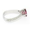 Image 6 : 18k White Gold Cushion Rubellite Tourmaline Ring w/ 0.79 ctw Pave Fine Diamonds