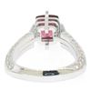 Image 7 : 18k White Gold Cushion Rubellite Tourmaline Ring w/ 0.79 ctw Pave Fine Diamonds
