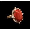 Image 1 : 14KT Rose Gold 7.57 ctw Pink Coral and Diamond Ring
