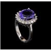 Image 4 : 5.18 ctw Tanzanite and Diamond Ring - 14KT White Gold