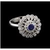 Image 1 : 0.44 ctw Blue Sapphire and Diamond Ring - 14KT White Gold