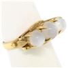 Image 3 : Antique 18k Gold 4.50 ctw Three Stone Cabochon Moonstone Open Work Band Ring