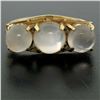 Image 6 : Antique 18k Gold 4.50 ctw Three Stone Cabochon Moonstone Open Work Band Ring