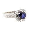 Image 1 : 2.55 ctw Blue Sapphire And Diamond Ring - 18KT White Gold