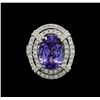 Image 2 : 9.81 ctw Tanzanite and Diamond Ring - 14KT White Gold