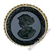 Image 1 : Vintage 14kt Yellow Gold Carved Round Hematite Intaglio Brooch or Pendant