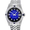 Image 1 : Rolex Mens Stainless Steel Blue Vignette Diamond & Sapphire Datejust Wristwatch
