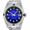 Image 2 : Rolex Mens Stainless Steel Blue Vignette Diamond & Sapphire Datejust Wristwatch