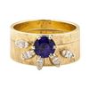 Image 2 : 1.40 ctw Blue Sapphire and Diamond Ring - 14KT Yellow Gold