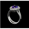 Image 4 : 1.75 ctw Tanzanite and Diamond Ring - 14KT White Gold