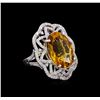 Image 1 : 14KT White Gold 10.91 ctw Citrine and Diamond Ring