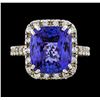 Image 2 : GIA Cert 9.36 ctw Tanzanite and Diamond Ring - 14KT White Gold