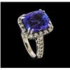 Image 4 : GIA Cert 9.36 ctw Tanzanite and Diamond Ring - 14KT White Gold