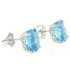 Image 3 : 14k White Gold Cushion Cut Natural Blue Topaz Solitaire  Stud Earrings