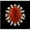 Image 2 : 5.07 ctw Coral and Diamond Ring - 14KT Rose Gold