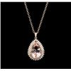 Image 1 : 24.32 ctw Morganite and Diamond Pendant With Chain - 14KT Rose Gold