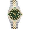 Image 2 : Rolex Mens 2 Tone 14K Green String Diamond & Emerald Datejust Wristwatch