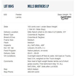 Lot 8045s Mills Brothers LP - 650 Feeder Lambs