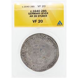 1640 Germany Jever AR 28 Stuber Coin ANACS VF20