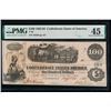 Image 1 : 1862-63 $100 Confederate States of America Note PMG 45