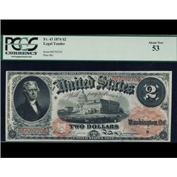 1874 $2 Legal Tender Note PCGS 53