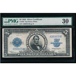 1923 $5 Lincoln Porthole Silver Certificate PMG 30