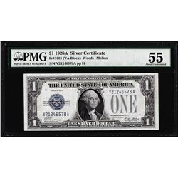 1928A $1 Funnyback Silver Certificate Note Fr.1601 PMG Choice About Uncirculated 55