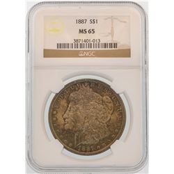 1887 $1 Morgan Silver Dollar Coin NGC MS65 Nice Toning