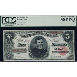 1891 $5 Treasury Note PCGS 58PPQ