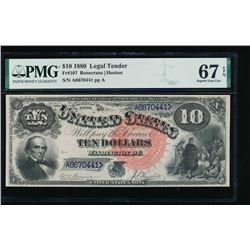 1880 $10 Jackass Legal Tender Note PMG 67EPQ