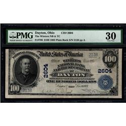 1902 $100 Dayton National Bank Note PMG 30