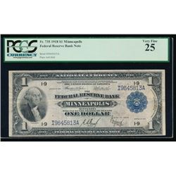1918 $1 Minneapolis Federal Reserve Note PCGS 25