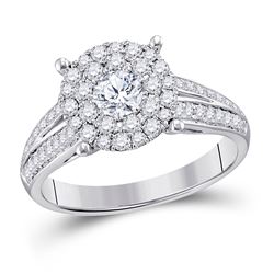Round Diamond Solitaire Bridal Wedding Engagement Ring 1 Cttw 14kt White Gold - REF-95M9H